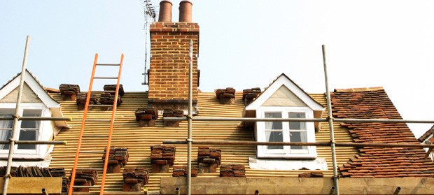 Roof tiles on an extension